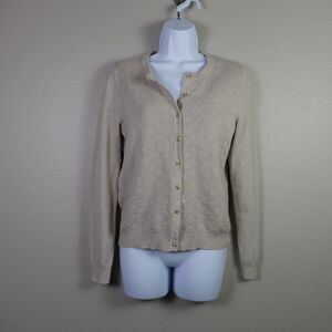 Croft & Barrow Oat Heather Cardigan Sweater Gold-Tone Buttons Size Small